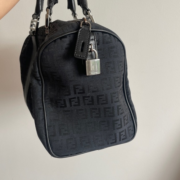 Authentic Fendi Canvas Boston Bag with Leather Trim - Picture 5 of 6